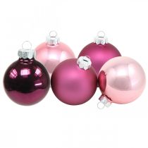 Artikel Mini-Baumkugeln, Weihnachtskugel-Mix, Christbaumanhänger Violett H4,5cm Ø4cm Echtglas 24 St