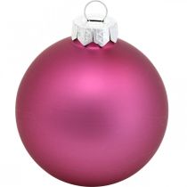 Artikel Weihnachtskugel, Christbaumschmuck, Baumkugeln Violett H6,5cm Ø6cm Echtglas 24St