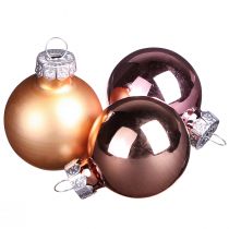 Artikel Charmante Weihnachtskugeln Glas Mini Rosa Apricot 22er-Set Ø3cm - Festliche Baumdekoration