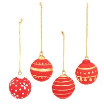 Artikel Rote Hängende Pappmaché Weihnachtskugeln 5,5cm 4er Set