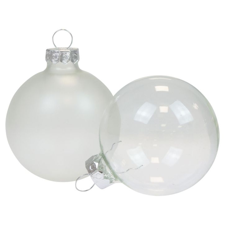 Floristik21.de Weihnachtskugeln Glas Klar Opak Christbaumkugeln Ø6cm