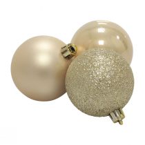 Artikel Weihnachtskugeln Kunststoff Champagner Glitter Matt Ø6cm 10 St