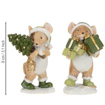 Artikel Handbemalte Weihnachtsdeko Mäuse Set aus Polyresin – Niedliche Figuren mit Baum und Geschenken