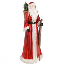 Artikel Weihnachtsmann Figur mit Korb in Festtagsfarben Rot, Weiß, Grün, Gold H36cm - Festliche Weihnachtsdeko