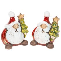 Artikel Weihnachtsmann Figuren mit Tannenbaum aus Keramik 7cm 2er-Set für Innenbereich