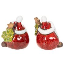 Artikel Weihnachtsmann Figuren mit Tannenbaum aus Keramik 7cm 2er-Set für Innenbereich