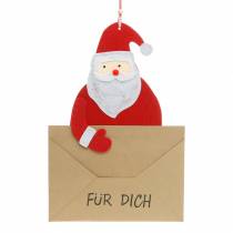 Artikel Deko-Hänger Geschenktasche Weihnachtsmann mit Briefumschlag „Für Dich“ L46,5cm Ø25cm 4St