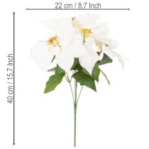 Artikel Kunstblume Weihnachtsstern Weiß 40cm Kunststoff und Kunstseide
