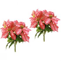 Artikel Künstlicher Weihnachtsstern Rot Rosa Deko-Blumenstrauß 35cm 6er-Set