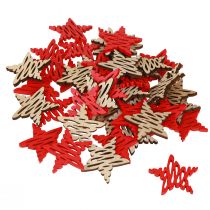 Artikel Weihnachtssterne zum Streuen Rot, Natur Holz 4cm 72 St