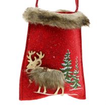 Artikel Weihnachtstasche Rot mit Fell 15,5cm x 18cm 3 St