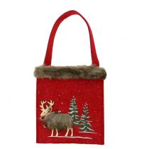 Artikel Weihnachtstasche Rot mit Fell 15,5cm x 18cm 3 St