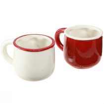 Artikel Weihnachtstassen Keramik Set 2 Stk Rot-Weiß Santa Motiv H8,5cm