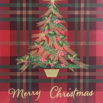 Artikel Weihnachtstüte kariert mit Henkeln, Christbaum-Motiv, 26x32x10cm, 4er-Set