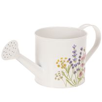 Artikel Weiße Metall Gießkanne mit Blumenmotiv 13,5cm Deko Pflanzkanne