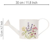 Artikel Weiße Metall Gießkanne mit Blumenmotiv 13,5cm Deko Pflanzkanne