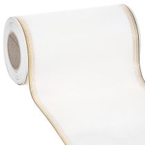 Artikel Weißes Kranzband Moiré mit Gold-Perlkante 175mm - Elegantes Schleifenband für Dekoration und Floristik