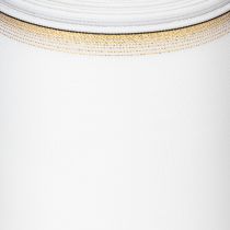 Artikel Weißes Kranzband Moiré mit Gold-Perlkante 175mm - Elegantes Schleifenband für Dekoration und Floristik