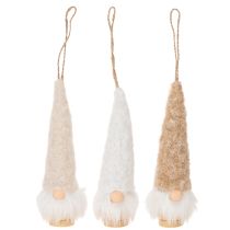 Artikel Deko Wichtelfiguren Holz Textil 17 cm Beige Weiß Braun 6er-Set Innenbereich