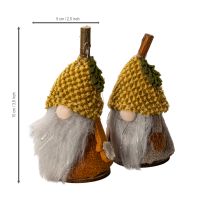 Artikel 6er-Set Wichtelfiguren mit Strickmützen aus Stoff und Kunststoff, Herbstfarben, ca. 10 cm hoch