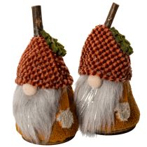 Artikel 6er-Set Wichtelfiguren mit Strickmützen aus Stoff und Kunststoff, Herbstfarben, ca. 10 cm hoch
