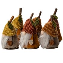 Artikel 6er-Set Wichtelfiguren mit Strickmützen aus Stoff und Kunststoff, Herbstfarben, ca. 10 cm hoch