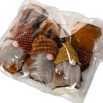 Artikel 6er-Set Wichtelfiguren mit Strickmützen aus Stoff und Kunststoff, Herbstfarben, ca. 10 cm hoch
