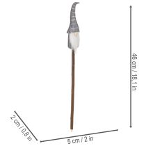 Artikel Wichtel Dekofigur aus Holz und Stoff mit gestreifter Mütze, 46 cm, Grau und Rot, 6 Stück
