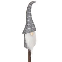 Artikel Wichtel Dekofigur aus Holz und Stoff mit gestreifter Mütze, 46 cm, Grau und Rot, 6 Stück