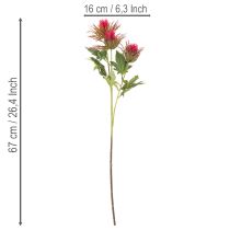 Artikel Künstlicher Distelzweig aus Kunststoff rot 67cm 3Blüten für Innenbereich