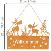 Artikel Willkommensschild Edelrost Rentier Winterdeko L22cm 2St