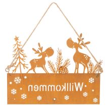 Artikel Willkommensschild Edelrost Rentier Winterdeko L22cm 2St