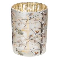Artikel Windlicht Glas 12cm Zweigdesign Gold Innenseite