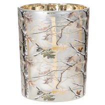Artikel Windlicht Glas 12cm Zweigdesign Gold Innenseite