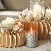 Artikel Windlicht Glas 12cm Zweigdesign Gold Innenseite