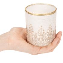 Artikel Windlicht Glas Teelichthalter Blumenmuster Ø8cm H9cm 2St