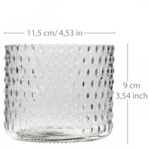 Windlicht Glas, Teelichthalter Glas, Kerzenglas Ø11,5cm H9,5cm