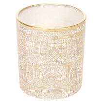 Artikel Windlicht Glas Teelichthalter Paisley Muster Ø8cm H9cm 2St
