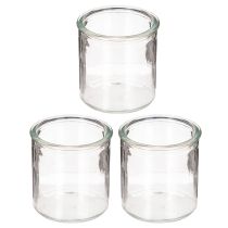 Artikel Glaswindlicht rund klares Glas Teelichthalter 8cm 3er-Set