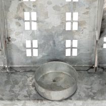 Artikel Deko Häuserreihe aus Metall mit Teelichthaltern 68 cm Silber für Innenbereich