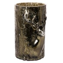 Artikel Windlicht Glas Hirschkopf Baumrelief 26cm Grünbraun Innenbereich