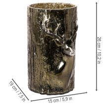 Artikel Windlicht Glas Hirschkopf Baumrelief 26cm Grünbraun Innenbereich
