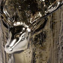 Artikel Windlicht Glas Hirschkopf Baumrelief 26cm Grünbraun Innenbereich