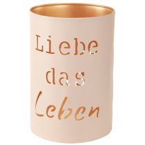 Artikel Windlicht Liebe das Leben Beige Gold Ø13/10,5/9cm 3er-Set romantische Dekoration