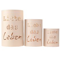 Artikel Windlicht Liebe das Leben Beige Gold Ø13/10,5/9cm 3er-Set romantische Dekoration