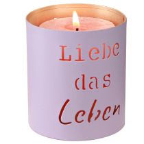 Artikel Windlicht "Liebe das Leben" Violett Pastell Ø9cm H10cm 4er-Set