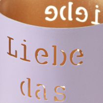 Artikel Windlicht "Liebe das Leben" Violett Pastell Ø9cm H10cm 4er-Set