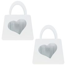 Artikel Romantisches Windlicht Metall Deko Tasche Herz Weiß H18cm 2St - Hochzeiten Gartenpartys Geschenk