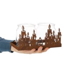 Artikel Windlicht Metall Glaseinsatz Edelrost Deko Kerzen 21,5cm