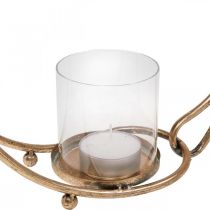 Windlicht Metall Kerzenhalter Golden Glas Ø33cm
